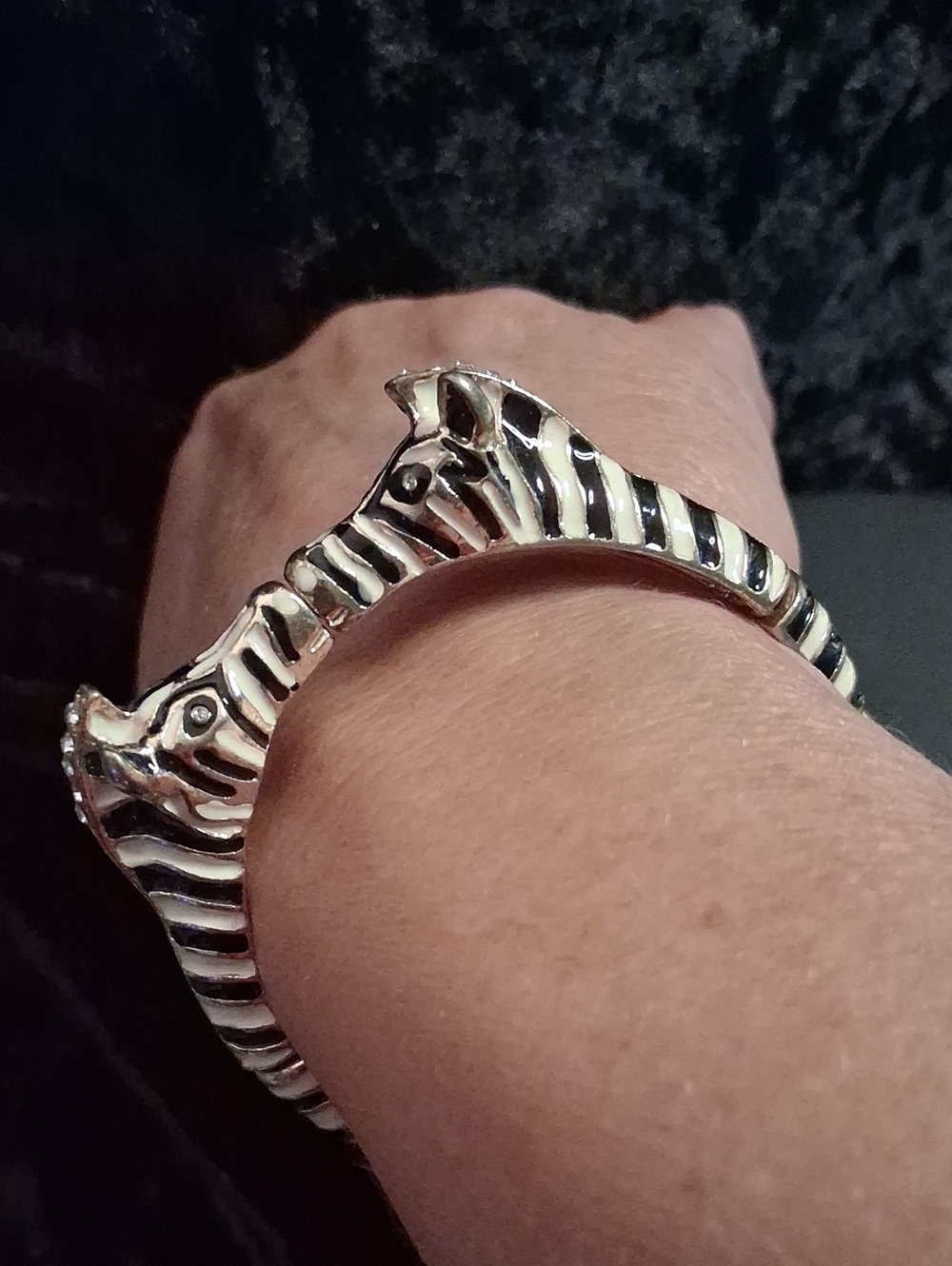 Zebra Stripe Gold-Tone Animal Print Bracelet Expandable.